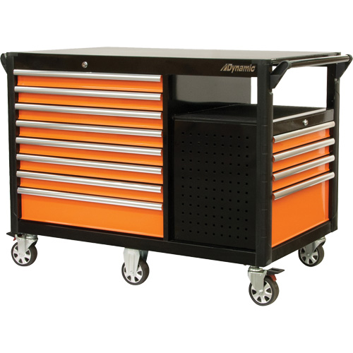 Chariot industriel, 12 tiroirs, 31-5/8" lo x 52-1/2" la x 40-1/4" h, Noir/Orange Les Distributions ICE