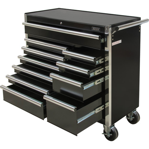 Chariot &agrave; outils industriel, 11 tiroirs, 41" la x 18-3/4" p x 39-1/3" h, Noir Les Distributions ICE