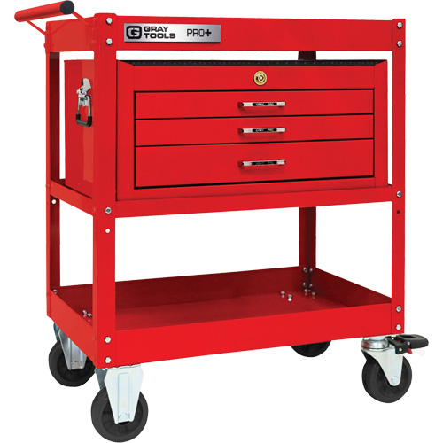 Chariot utilitaire robuste s&eacute;rie PRO+ avec coffre interm&eacute;diaire, 2 tiers, 30-1/5" x 38-1/3" x 19-1/2" Les Distributions ICE