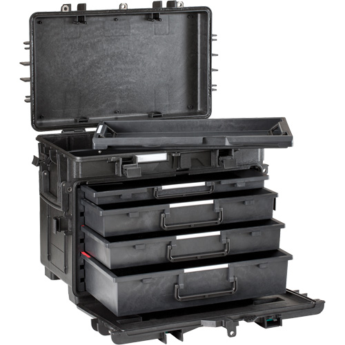 Coffre &agrave; outils militaire mobile avec tiroirs, 4 tiroirs, 22-4/5" la x 15" p x 18" h, Noir Les Distributions ICE