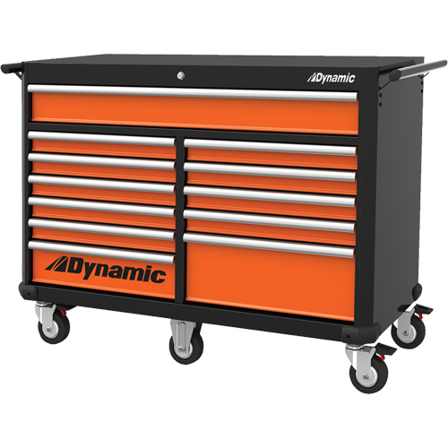 Armoire roulante, 12 tiroirs, 53" la x 24" p x 41" h, Noir/Orange Les Distributions ICE