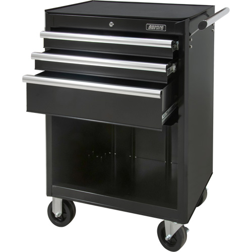 Industrial Tool Cart, 3 Drawers, 29-4/5" W x 21-1/5" D x 38-4/5" H, Black Les Distributions ICE