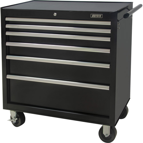 Industrial Tool Cart, 6 Drawers, 39" W x 20-4/5" D x 38-1/2" H, Black Les Distributions ICE