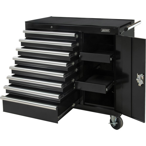 Industrial Tool Cart, 8 Drawers, 44-3/10" W x 21-1/10" D x 36-7/10" H, Black Les Distributions ICE