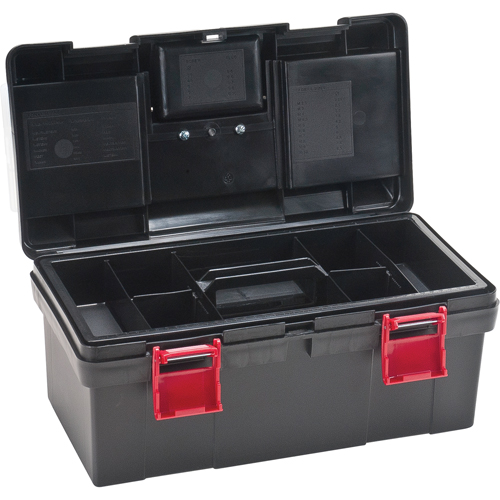 Plastic Tool Box, 17-1/2" W x 9-1/2" D x 8" H, Black Les Distributions ICE