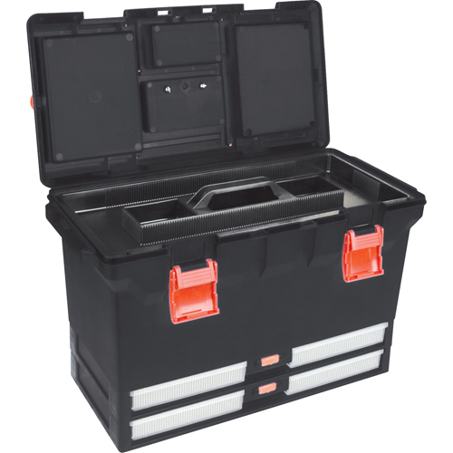 Plastic Tool Box, 22" W x 11" D x 14-1/2" H, Black Les Distributions ICE