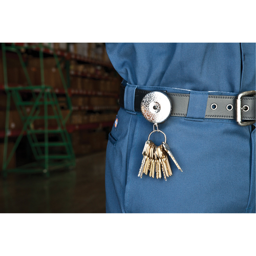 Porte-cl&eacute;s &agrave; d&eacute;vidoir The Original, Chrome, C&acirc;ble 24", Fixation Agrafe de ceinture Les Distributions ICE