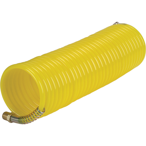 Nylon Coil Air Hose With Fittings, Air, 1/4" ID x 25' L, Nylon, 200 PSI at 23°C Les Distributions ICE