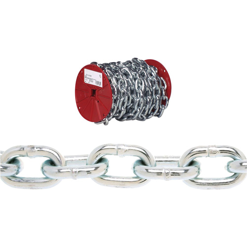 Chaîne ronde Proof Campbell, Acier &agrave; faible teneur en carbone, 3/16" x 100' (30,4 m) l, Calibre 30, Charge d'utilisation 800 lb (0,4 tonne) Les Distributions ICE