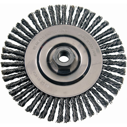 Wire Wheel Brushes, 4-7/8" Dia., 0.02" Fill, 5/8"-11 Arbor, Stainless Steel Les Distributions ICE