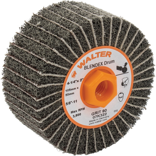 Tambours de finition Two-In-One ALLSTEEL, 4-1/4" dia. x 2" la, 5/8"-11 Arbre, Grain 80 Les Distributions ICE