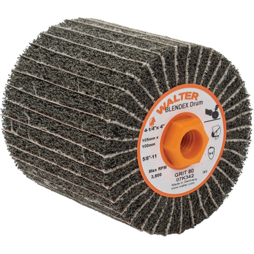 ALLSTEEL Two-In-One Finishing Drums, 4-1/4" Dia. x 4" W, 5/8"-11 Arbor, 80 Grit Les Distributions ICE