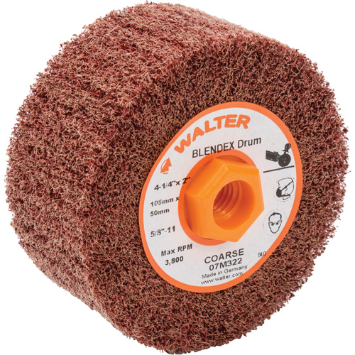 Tambour de conditionnement de surface Blendex ALLSTEEL, 4-1/4" dia. x 2" la, 5/8"-11 Arbre, Grain Cors&eacute; Les Distributions ICE