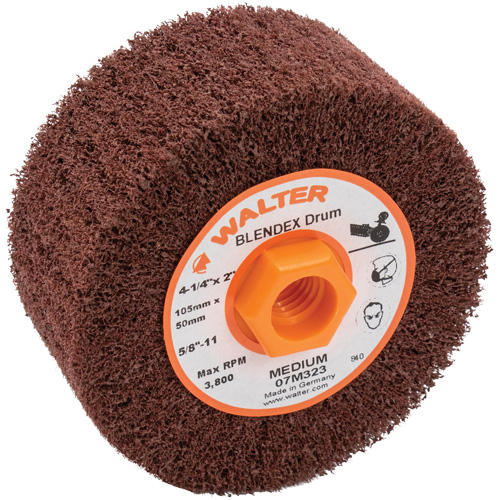 Tambour de conditionnement de surface Blendex ALLSTEEL, 4-1/4" dia. x 2" la, 5/8"-11 Arbre, Grain Moyen Les Distributions ICE