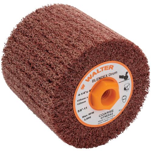 Tambour de conditionnement de surface Blendex ALLSTEEL, 4-1/4" dia. x 4" la, 5/8"-11 Arbre, Grain Cors&eacute; Les Distributions ICE