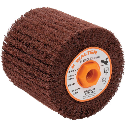 Tambour de conditionnement de surface Blendex ALLSTEEL, 4-1/4" dia. x 4" la, 5/8"-11 Arbre, Grain Moyen Les Distributions ICE
