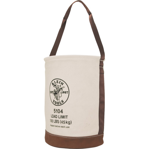 Seau avec fond en cuir, 17" h, Toile, Beige Les Distributions ICE