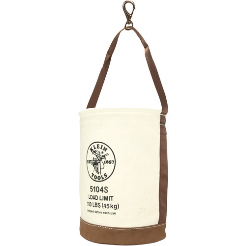 Leather-Bottom Bucket, 17" H, Canvas, White Les Distributions ICE