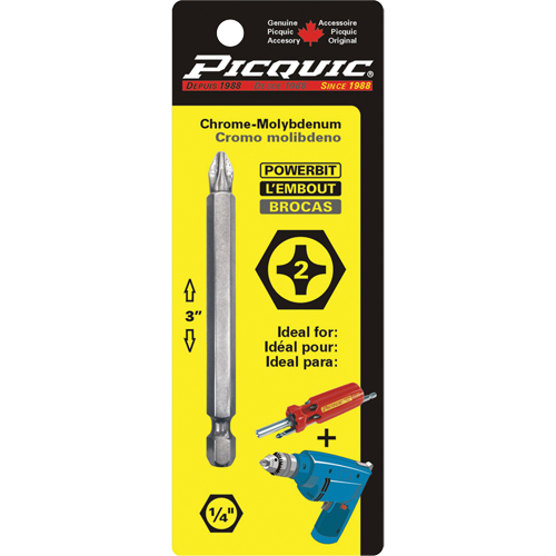 Embout, Phillips, Embout #2, Prise 1/4", Longueur 3" Les Distributions ICE
