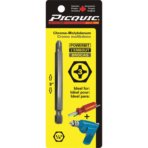 Embout, Phillips, Embout #3, Prise 1/4", Longueur 3" Les Distributions ICE