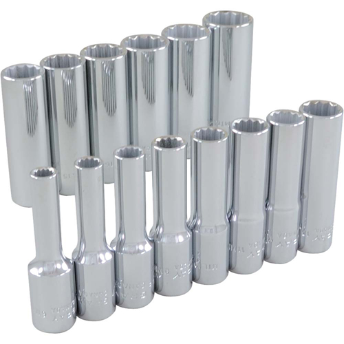 Socket Set, 14 Pcs, 3/8" Drive Size, Deep Les Distributions ICE