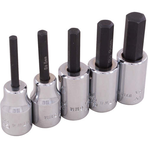 Hex Head Socket Set, Hex, 3/8" Drive, 5 Pcs Les Distributions ICE
