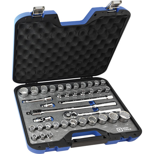 SAE & Metric Socket & Attachments Set, 38 Pcs, 1/2" Drive Size Les Distributions ICE