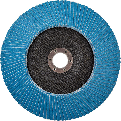 Disque &agrave; lamelles &agrave; grain grossier BlueFire, 7" x 7/8", Type 27, Grain 80, Alumine de zirconium Les Distributions ICE