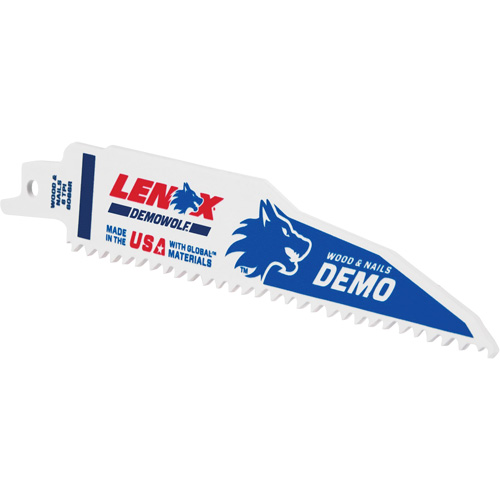 Lame de scie alternative pour d&eacute;molitions, Bim&eacute;tal, 6 Dents par pouce, 6" lo x 1" la Les Distributions ICE
