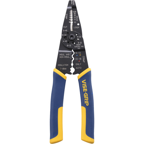 Outil polyvalent &agrave; d&eacute;nuder/sertir/couper les fils, 8-1/2" lo, 10 - 22 AWG Les Distributions ICE