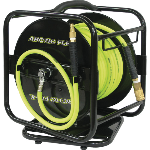 Manual Hose Reel with Hybrid Polymer Air Hose, Air, 1/4" x 100', Single Hose Les Distributions ICE