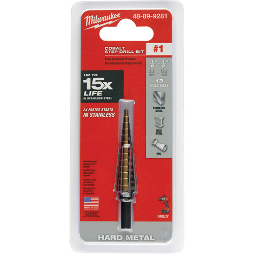 Foret &eacute;tag&eacute;, 1/8"/#1 - #1/1/2", Incr&eacute;ments de 1/32", Acier rapide au cobalt Les Distributions ICE
