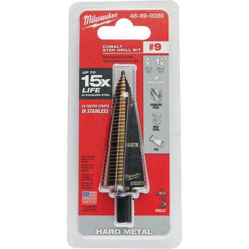Foret &eacute;tag&eacute;, 7/8"/#9 - #9/1-1/8", Incr&eacute;ments de 1/32", Acier rapide au cobalt Les Distributions ICE