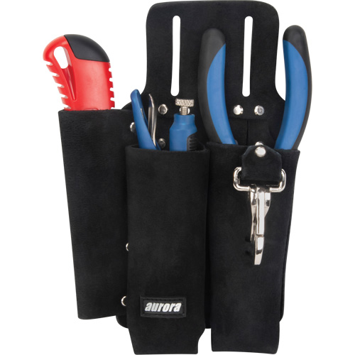 Lineman's Tool Pouch, Multiple Tool Holder, Leather, 3 Pockets Les Distributions ICE
