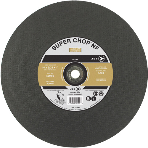 Meule &agrave; tronçonner Super Chop A30NF, 14" x 3/32", Arbre de 1", Type 1, 4400 Tr/min Les Distributions ICE
