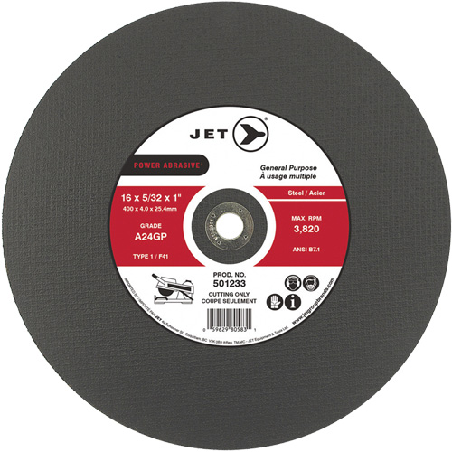 Meule &agrave; tronçonner Power Abrasive A24GP, 20" x 5/32", Arbre de 1", Type 1, 3000 Tr/min Les Distributions ICE