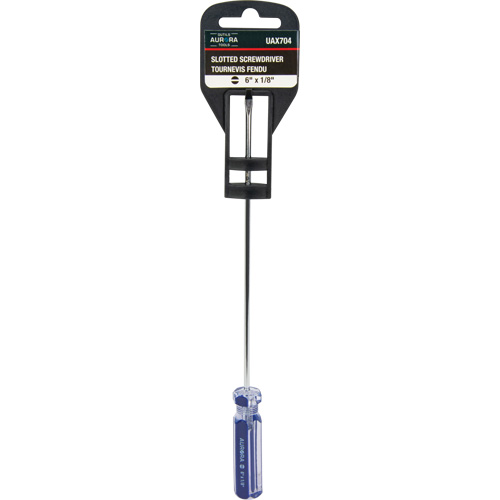 Tournevis &agrave; fente bleu transparent avec bandes, Tige de 1/8", Ronde, Prise en Plastique Les Distributions ICE