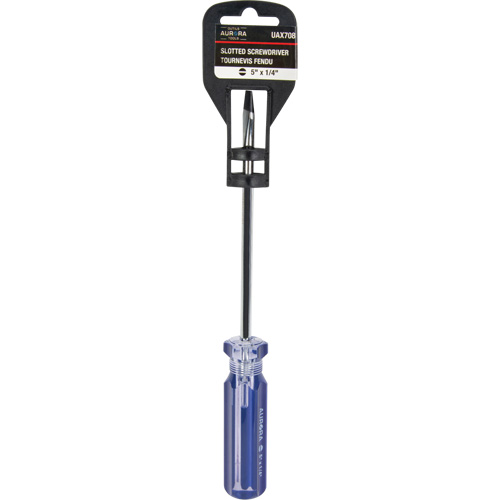 Tournevis &agrave; fente bleu transparent avec bandes, Tige de 1/4", Ronde, Prise en Plastique Les Distributions ICE