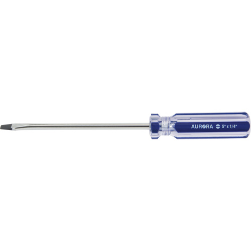 Tournevis &agrave; fente bleu transparent avec bandes, Tige de 1/4", Ronde, Prise en Plastique Les Distributions ICE