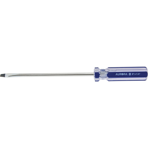 Tournevis &agrave; fente bleu transparent avec bandes, Tige de 1/4", Ronde, Prise en Plastique Les Distributions ICE