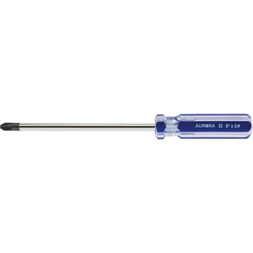 Tournevis Philips bleu transparent avec bandes, #3, Prise Plastique Les Distributions ICE
