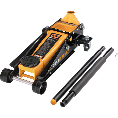 Heavy-Duty Floor Jack, 3 Ton(s) Capacity, 5-1/4" Lowered, 18-1/4" Raised, Manual Hydraulic Les Distributions ICE