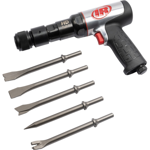 5-Piece Heavy-Duty Air Hammer with Chisel Set, 2.66 CFM, 1/4" NPT, 2600 BPM, 3/4" x 3" (19mm x 76mm) Les Distributions ICE