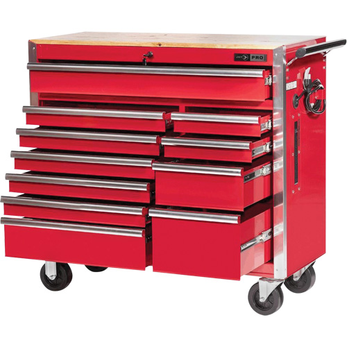 PRC4211 Pro Series Roller Cabinet, 11 Drawers, 42" W x 18" D x Red Les Distributions ICE
