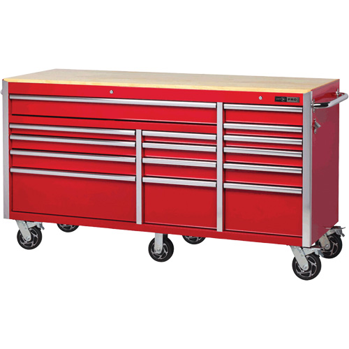 PRC7215 Pro Series Roller Cabinet, 15 Drawers, 72" W x 24" D x Red Les Distributions ICE