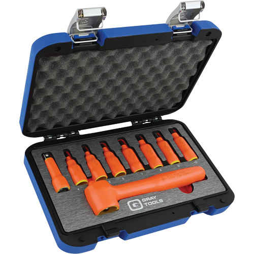 3/8" Drive Insulated Metric Hex Bit Socket and Attachment Set, 1000 V, 9 Pcs Les Distributions ICE
