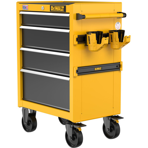 Coffre &agrave; outil roulant robuste, 4 tiroirs, 26" la x Jaune Les Distributions ICE