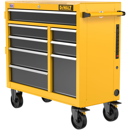 Postes de travail industriel mobile, 8 tiroirs, 40" la x Jaune Les Distributions ICE