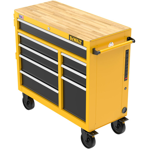 Postes de travail industriel mobile, 8 tiroirs, 40" la x Jaune Les Distributions ICE