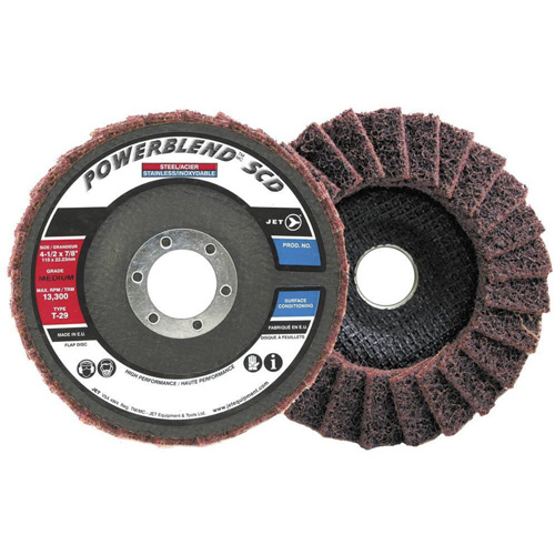 Disque &agrave; lamelles incurv&eacute; pour traitement de surface POWERBLEND SCD, 5" x 7/8", Type 29, Grain Moyen Les Distributions ICE